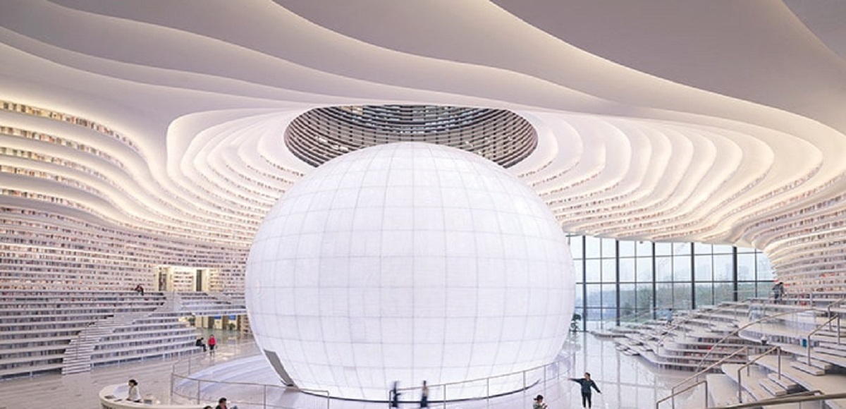 Tianjin Binhai Library: immersi tra le pareti di un “occhio” gigante