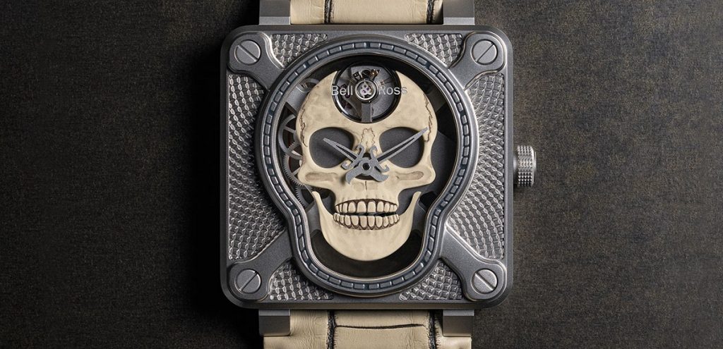 Orologio Laughing Skull White Il teschio firmato Bell & Roses che scandisce il tempo