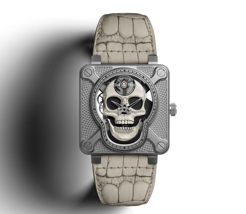 Orologio Laughing Skull White Il teschio firmato Bell & Roses che scandisce il tempo